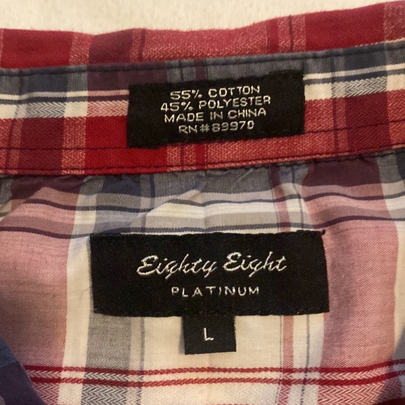 Eighty eight red flannel button up shirt size large - Picture 2 of 2